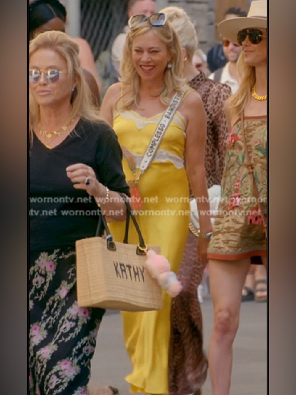 Zara Yellow Slip Dress with Cream Lace Trim